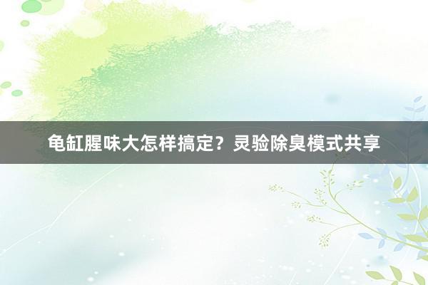 龟缸腥味大怎样搞定？灵验除臭模式共享